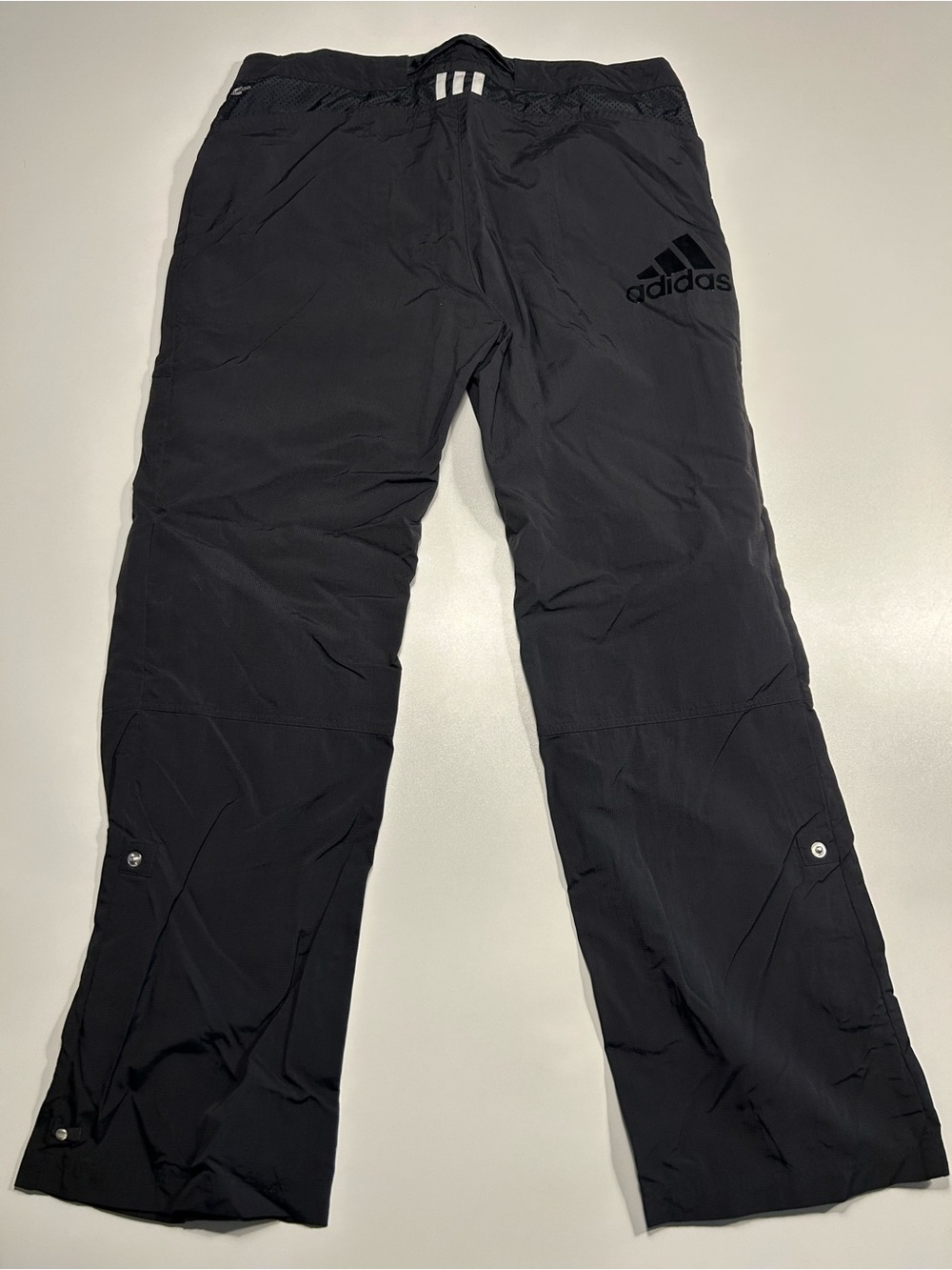 adidas Originals Black 3-Stripe Woven Wide Leg Parachute Track Pants